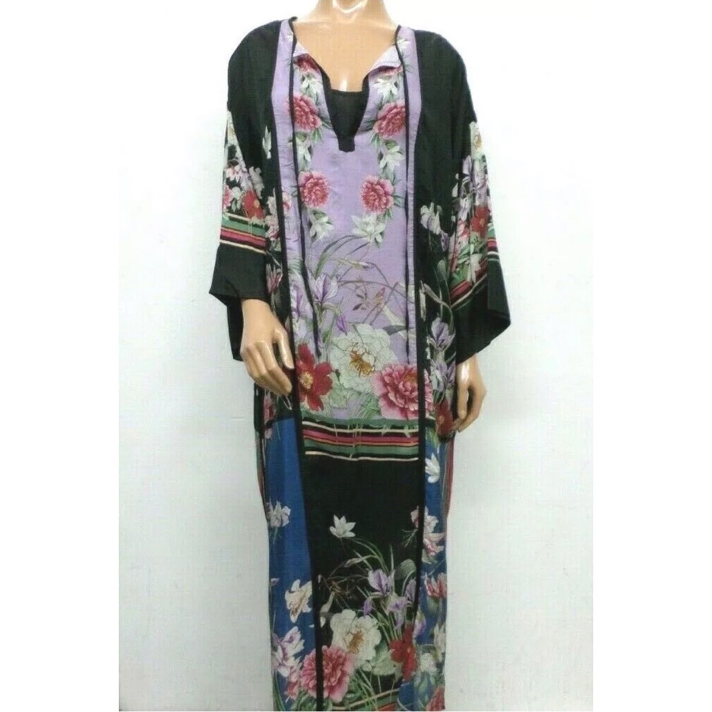 💫SOLD💫NWT Garden Kimono Silk Dress Large - Picture 3 of 5
